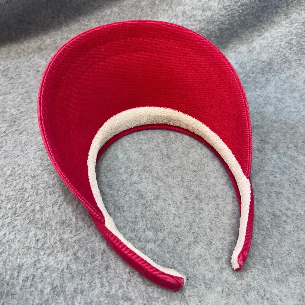 KC Arrowhead Rhinestone Womens Red Vintage 80s Visor Sun Hat One Size